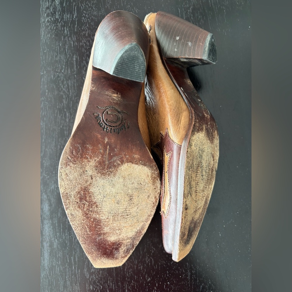 Charlie 1 Horse Brown Leather Western Cowboy Boot Mules 8.5, 39 1/2. - Picture 2 of 2